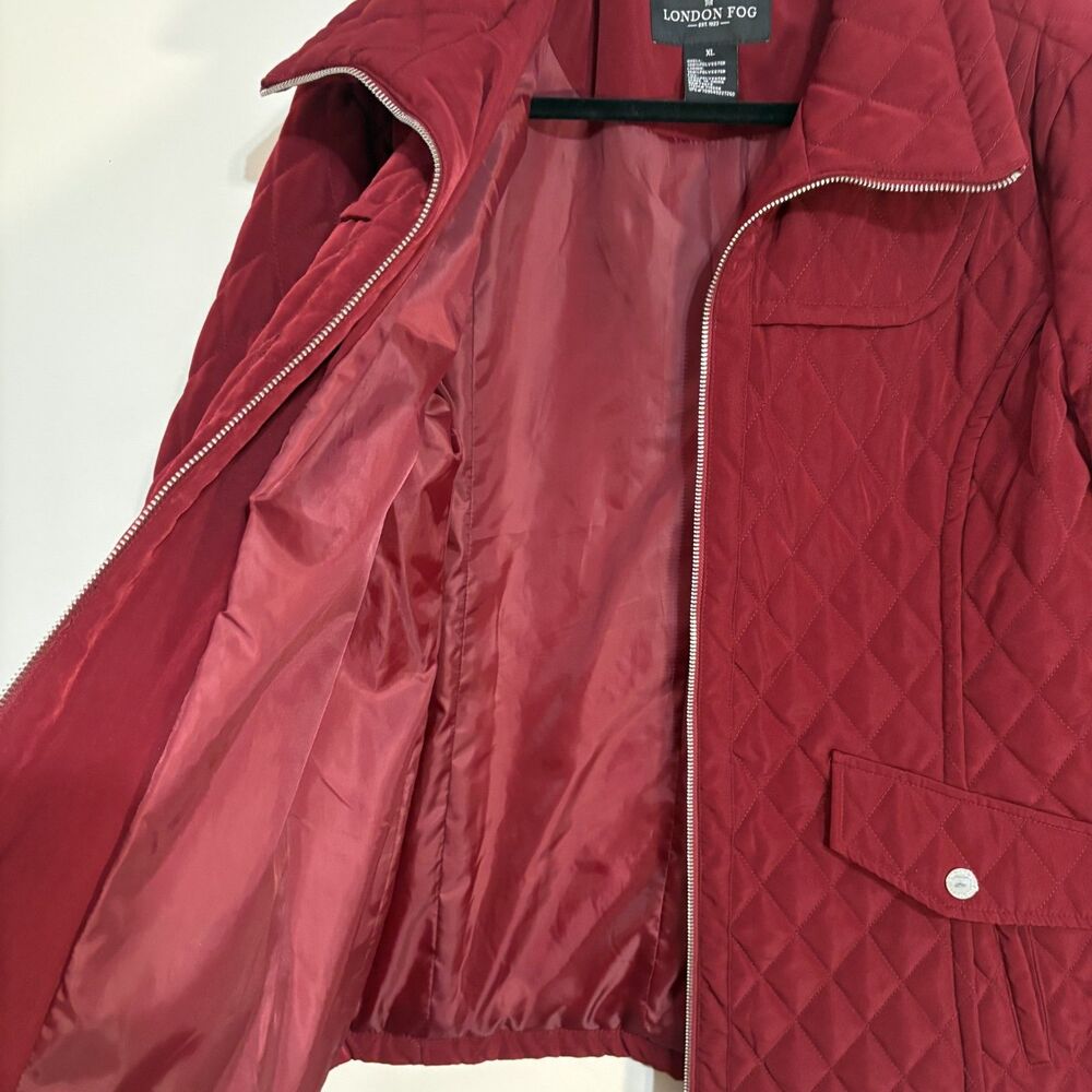 London Fog Women's Quilted All Weather Quilted Jacket Burgandy XL - No Hood - Picture 7 of 9